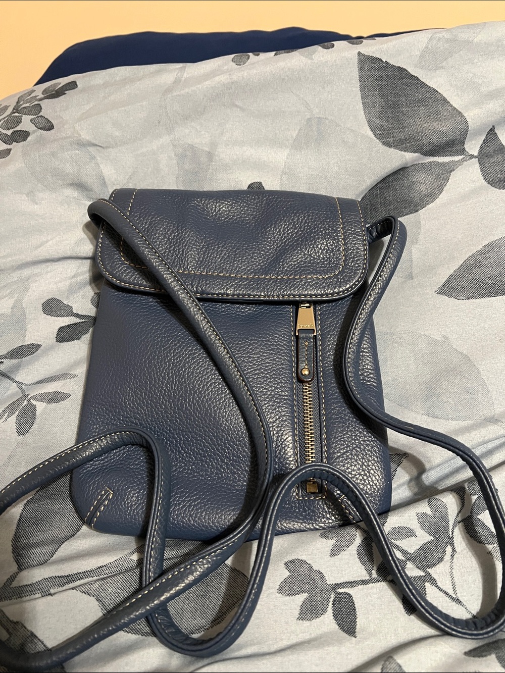 Tignanello Blue Pebbled Leather Crossbody Bag - Classic Women's Shoulder Bag